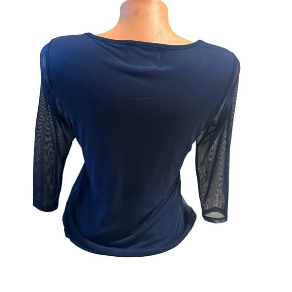 Rara Avis by Iris Apfel Deep Navy Owl Print Top Blouse XS Trendy Minimalist - Picture 2 of 15